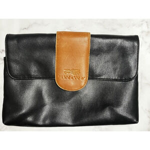 Vintage Perry‎ Ellis America Clutch Bag Faux Leather Foldover Womens 90s Purse